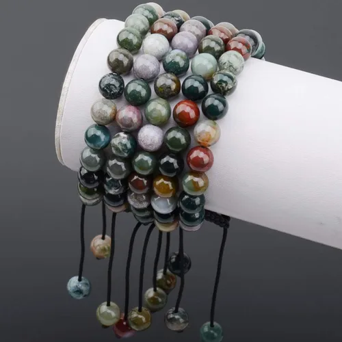 Miniatura 2 de Massive Beads - Pulsera de cuentas de cristales de macramé con poder curativo natural, unisex, ajustable, 516 pulgadas (8 mm)