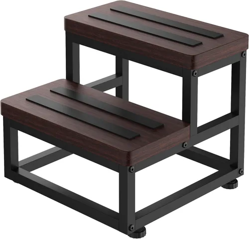 Taburetes de Paso para Adultos y Niños, Taburete de Paso de Servicio Pesado de Madera para Camas Altas, Taburete de Pie Antideslizante de 2 Teca
