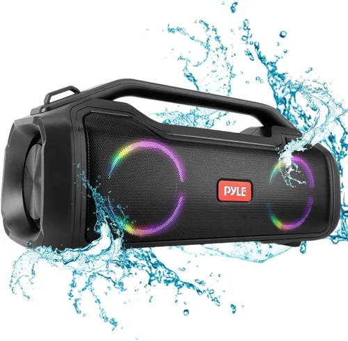Miniatura 9 de Pyle Altavoz inalámbrico portátil Bluetooth con micrófono manos libres con graves profundos función de sonido estéreo TWS - Altavoz impermeable IPX6