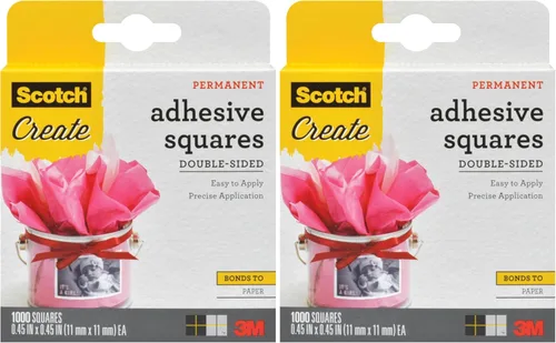 Scotch Cuadrados adhesivos, 0.45 x 0.45 pulgadas, 1000 unidades, excelentes para todas las manualidades de papel (009-1000-CFT) (paquete de 2)