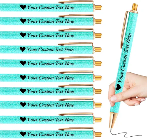 Miniatura 25 de Bolígrafos personalizados con purpurina con nombre a granel, 10 unidades, bolígrafos personalizados con punta de lápiz digital para mujeres y niñas