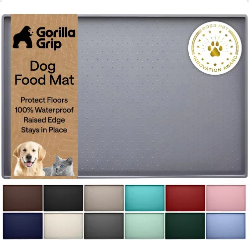 Miniatura 13 de GORILLA GRIP - Alfombrilla de silicona 100% impermeable con bordes elevados, sin BPA, para mascotas, tapetes para comida de perros y gatos, contiene