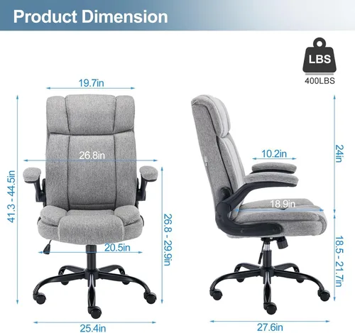 Miniatura 2 de Silla de oficina con respaldo alto, ergonómica, ejecutiva, silla de escritorio para computadora, cómoda tela, acolchada, sillas de escritorio
