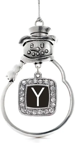 Miniatura 75 de Inspired Silver - Adorno de rodillo de reina - Adorno cuadrado de plata con muñeco de nieve con joyas de circonita cúbica