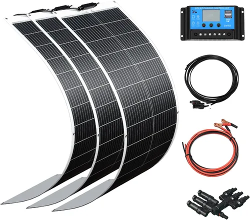 Miniatura 12 de XINPUGUANG Kit de sistema flexible de panel solar de 200 W 12 V, módulo de fibra de vidrio monocristalino de 2 x 100 W, cable de extensión