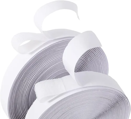 Miniatura 8 de Rollo de cinta autoadhesiva de velcro Aiex, bucle y gancho, de 39.37 pies, con tijeras de regalo, Blanco