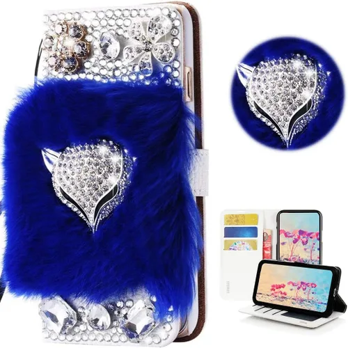 Miniatura 22 de Bling - Funda tipo cartera para teléfono compatible con Samsung Galaxy Z Fold 3 5G, elegante, diseño de zorro de lujo hecho a mano en 3D, funda