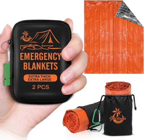 Miniatura 7 de Mantas de emergencia para supervivencia, paquete de 2/4 mantas espaciales, manta de supervivencia gigante y extremadamente gruesa, adecuada