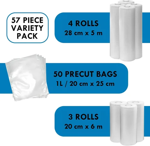 Miniatura 2 de Kenmore - Bolsas selladoras al vacío, 50 bolsas precortadas de 8 x 10 pulgadas, 3 rollos de 8 x 20 pulgadas, 4 rollos de 11 x 16 pulgadas, sin BPA