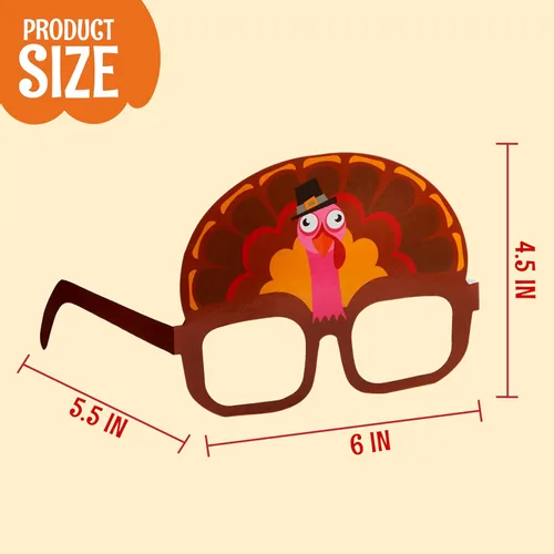 Miniatura 6 de JOYIN 48 lentes de pavo de Acción de Gracias, marco de anteojos de pavo con diseño de calabaza y hojas de arce, accesorios para fotos, anteojos