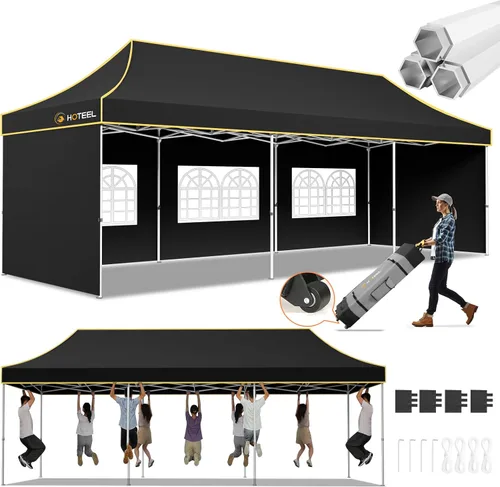 Miniatura 42 de Hoteel 10x15 Pop Up Canopy Tent Heavy Duty with 4 Sidewalls, Waterproof Party Tent, Easy Set-up Commercial Instant Tents with Roller Bag & Sandbags