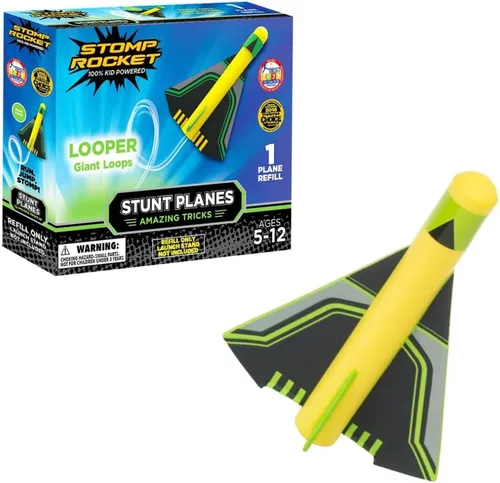 Stomp Rocket Recambio de avión de acrobacia, juguete lanzador de avión Looper para niños, juguete de avión que se eleva más de 100 pies, juguetes