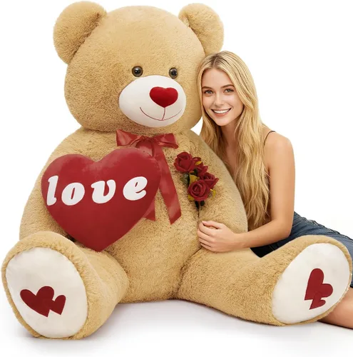 Miniatura 33 de MorisMos Oso de peluche gigante, animales de peluche grandes de 39 pulgadas con huellas grandes, osos de peluche, regalo para niños, morado