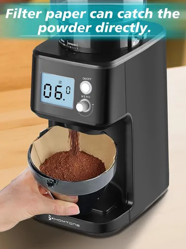 Miniatura 8 de Homtone - Molinillo de café espresso de muelas cónicas, 51 ajustes precisos, molino eléctrico con soporte para portafiltro, ajustable para 2-12