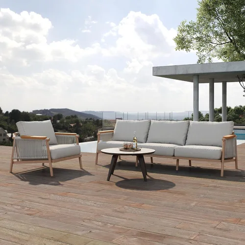Miniatura 6 de Acanva Moderno sofá de aluminio para todo tipo de clima para patio al aire libre con cojines gruesos, tela de olefina, muebles de patio trasero