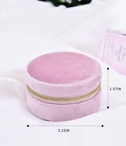 Miniatura 3 de TAIMY Estuche de viaje pequeño para joyería, mini joyero de viaje redondo para mujeres y niñas, mini cajas organizadoras de viaje para anillos