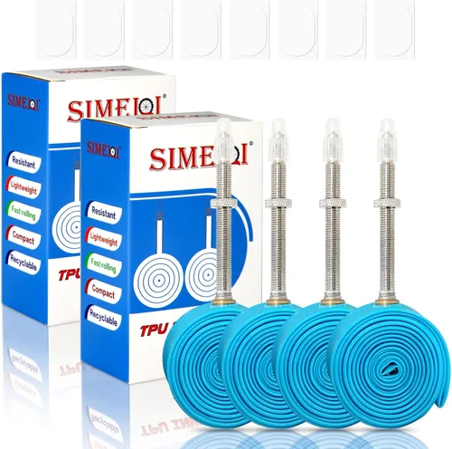 Paquete de 4 tubos interiores ultraligeros de TPU para bicicleta, 700x18C/23C/25C/28C/30C/32C Presta 45/65/3.346 in para viajes diarios, conducción
