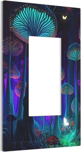 Miniatura 45 de Placa Cubierta de Interruptor de Luz de Palanca Individual con Diseño de Flor Botánica en Tablero de Madera Rústico Estilo Granja - Placa de Pared