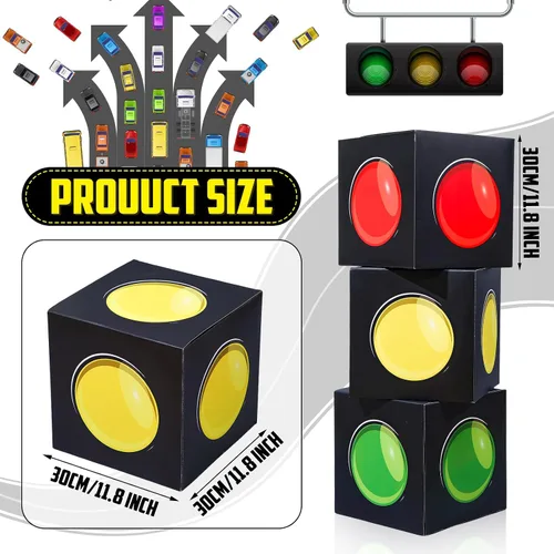 Miniatura 2 de Resurhang 6 cajas de recuerdo de semáforo, cajas de transporte de 11.8 x 11.8 pulgadas para autos de carreras, fiestas de cumpleaños, centros