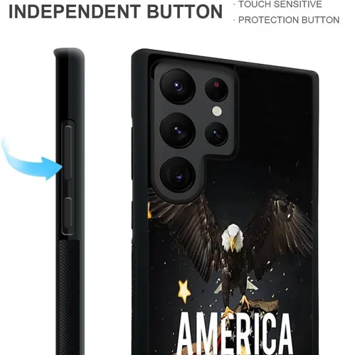 Miniatura 4 de DJSOK Funda para Samsung Galaxy S22 Ultra, diseño de patrón de lujo, a prueba de golpes, funda resistente para hombre y mujer, bandera americana