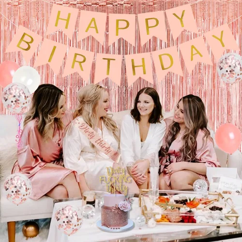 Miniatura 4 de Decoraciones de fiesta de cumpleaños número 30 para ella, pancarta de oro rosa sucio de los treinta globos para tartas, suministros de fiesta