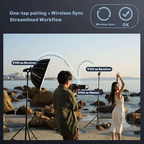 Miniatura 8 de Godox V100 V100-C Versión USA Flash para Canon, Speedlite de Pantalla Táctil 100Ws, Flash Auxiliar Desmontable, Batería de Carga USB-C, 2.4G