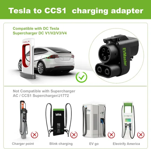 Miniatura 3 de Adaptador de carga NACS a CCS1 EV – Carga rápida de 500A/1000 V CC para Tesla, Rivian, Ford, GM – Convertidor NACS a CCS1 para supercargador Tesla