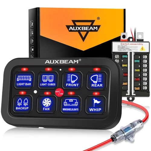 Miniatura 12 de Auxbeam Panel de interruptor de 6 bandas BC60 Sistema de relé de control de circuito universal, interruptor LED regulable automático, panel