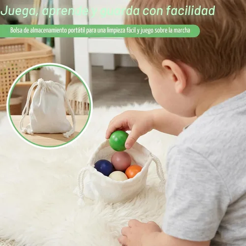 Miniatura 6 de Juguetes Montessori de bolas arcoíris en vasos para niños de 3 años, juegos de madera de preescolar para niños pequeños, juegos de aprendizaje