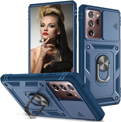 Miniatura 19 de Funda para Samsung Galaxy S22 Ultra 5G con ranura para tarjetero de cámara deslizante, grado militar, resistente, a prueba de golpes, funda de tres