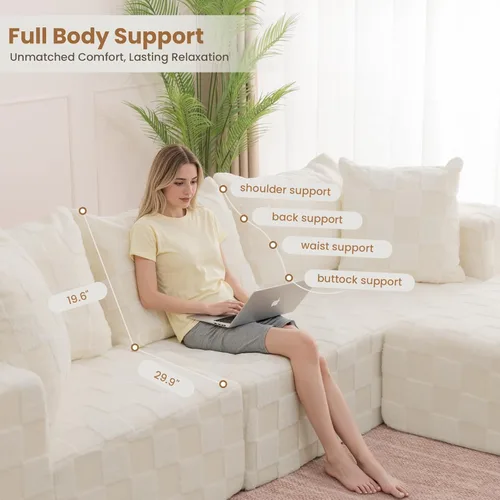 Miniatura 4 de Sofá modular seccional, sofá deshuesado en forma de L de 108 pulgadas con asiento profundo, sofá nube de pana para sala de estar, dormitorio,