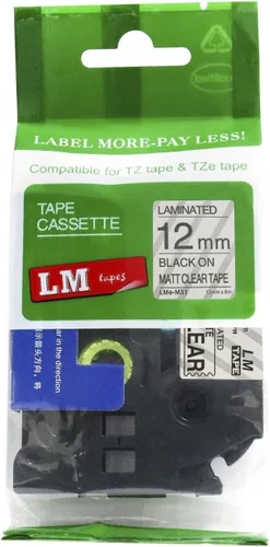 Miniatura 26 de Cinta LM - Brother PT-1010 3/8 pulgadas (0.354 in 0.35 laminadas) Negro sobre transparente compatible con TZe P-Touch Cinta para rotuladora Brother