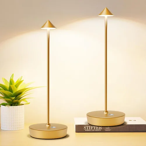 Juego de 2 lámparas de mesa recargables inalámbricas, lámpara de escritorio LED de 6000mAh operada con baterías, lámpara de mesa portátil atenuable