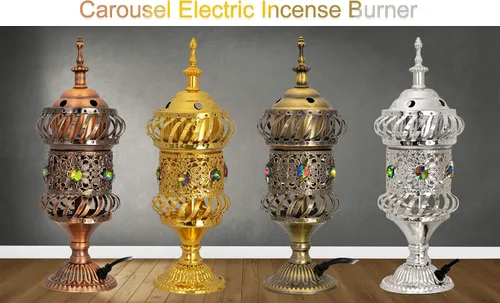 Miniatura 7 de Mabkhara eléctrico intrincado tipo carrusel