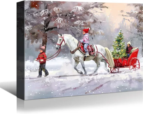 Miniatura 10 de Denozer - Arte de pared de muñeco de nieve de Navidad, impresiones artísticas sobre lienzo para dormitorio, sala de estar, decoración de pared