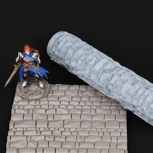 Miniatura 8 de Rodillo de textura única para esculpir arcilla y polímero, juego de mesa perfecto para construir terrenos, juego de mesa S412A ladrillo pequeño