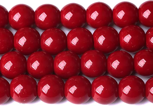 Miniatura 62 de 36 cuentas de calcedonia de jade rojo natural de 25/64 pulgadas (0.394 in), redondas sueltas, piedras preciosas energéticas curativas, para hacer