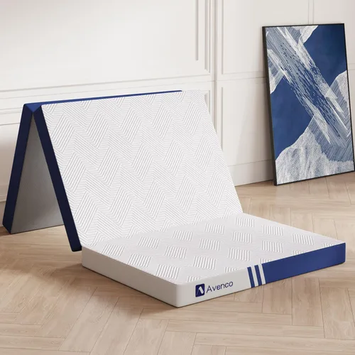 Avenco Colchón plegable Twin, tri-plegable de espuma viscoelástica de 4 pulgadas para habitación de invitados/caravana/campamento/viajes, colchón
