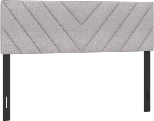 Miniatura 13 de KOMFOTT - Cabecera tapizada en tela de lino para cama tamaño Full/Queen, cabecera rectangular con patas de madera maciza y ancho ajustable, cabecera