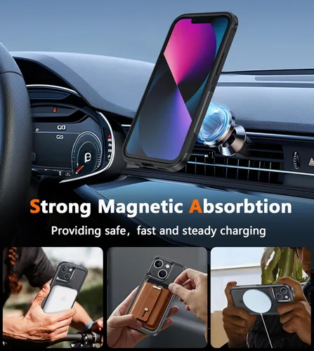 Miniatura 450 de FNTCASE Funda para iPhone 13 Pro-Max: Fundas magnéticas transparentes compatibles con Magsafe Slim anti amarillamiento protección contra caídas