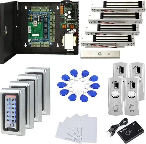 Miniatura 6 de Lector de teclado de metal resistente al agua Standard North American Strike Lock TCPIP 4 puertas Sistemas de control de acceso 110-240V caja