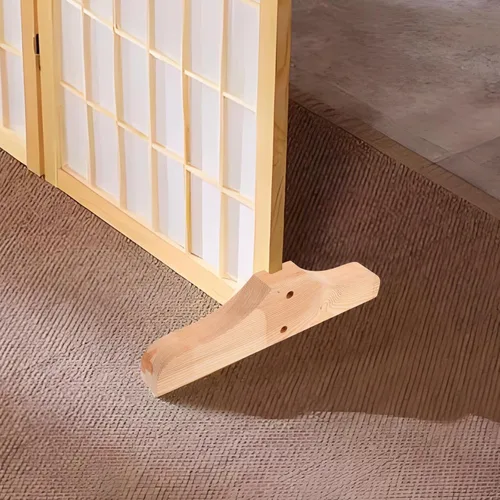 Miniatura 2 de NUOBESTY Base de soporte de suelo para divisor de habitación, 2 pies de madera ligeros, estabilizador de pantalla plegable de estilo japonés