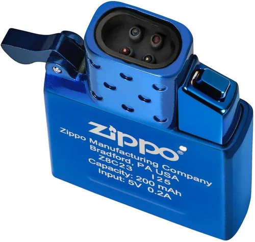 Zippo Encendedor recargable de doble arco azul pulido - Uso diario, al aire libre, encendedores abatibles de camping