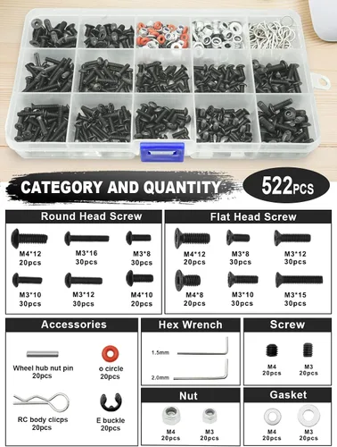 Miniatura 4 de Kit de herramientas RC Juego de destornilladores (plano, Phillips, hexagonal), soporte de metal, soporte de trabajo RC, kit de tornillos de 522