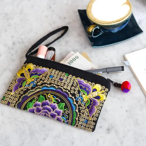 Miniatura 12 de Sabai Jai - Bolso de pulsera para teléfono inteligente - Carteras de embrague bordadas a mano Boho