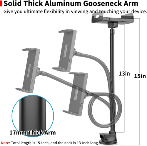 Miniatura 5 de APPS2Car Soporte para Tablet en Coche para iPad Portátil para Camiones Montura de Brazo Largo Extensión Ventosa Fuerte Montura para Parabrisas