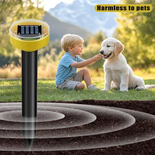 Miniatura 7 de Repelente de serpientes para patio, paquete de 10 unidades, repelente ultrasónico de topos, repelente de topos con energía solar, picos disuasorios