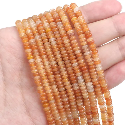 Miniatura 3 de BEADIA Cuentas separadoras de aventurina roja natural en forma de tapa rondelle disco cuentas sueltas para hacer joyas con cuentas 4mmx2mm 38cm