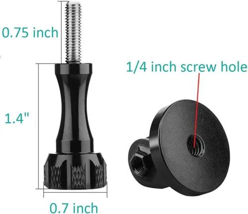 Miniatura 2 de Paquete de 2 soportes de trípode de aluminio con tornillo de mariposa de aluminio roscado, adaptador de montaje para GoPro Hero 11, 10, 9, 8, 1/4