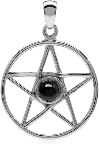 Miniatura 10 de Silvershake Colgante o colgante Wiccan de plata de ley 925 chapada en oro amarillo de 0.197 in con forma redonda de pentagrama de estrella